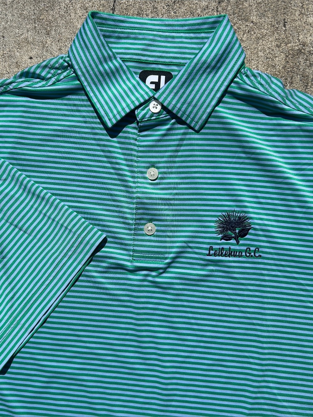 Footjoy Blue and Green "Leilehua G.C" Mens Golf Polo sz Small